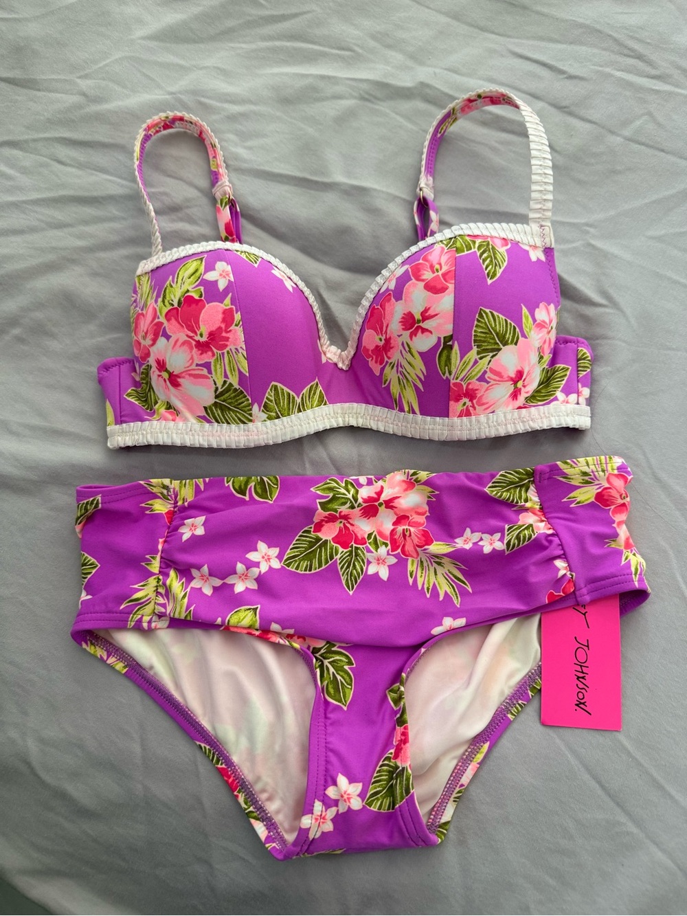 Betsy Johnson Purple Floral Two-Piece Bikini small